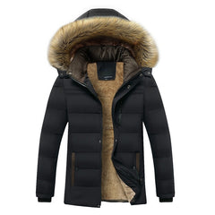 Warm Thick Fleece Parkas Men Waterproof Hooded Fur