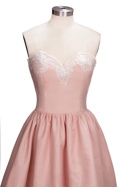 Homecoming Dresses: High-low Satin Lace Wedding Evening Dress Backless