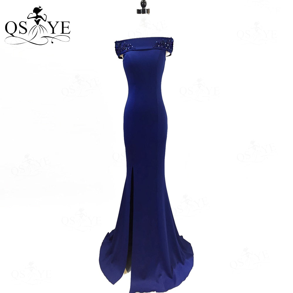 Homecoming Dresses: Royal Prom Dress Long Mermaid Bead Evening Dress