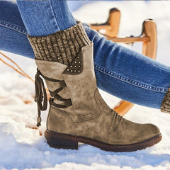 Women Winter Mid-Calf Boots Flock Winter Shoes Ladies Fashion Snow Boots Shoes