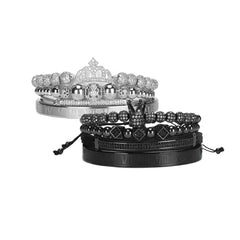 Luxury Royal King Queen Crown charms colorfast Bracelet Stainless steel CZ beads