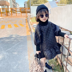 Winter Girls Coat-Dress Soft Quilted Thick Korean Dress Princess Autumn Clothes