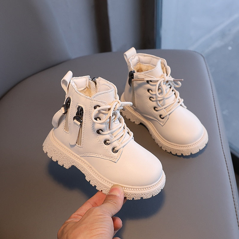 Rubber Boots for Children Boys Martin Boots Autumn Winter Warm Cotton Ankle