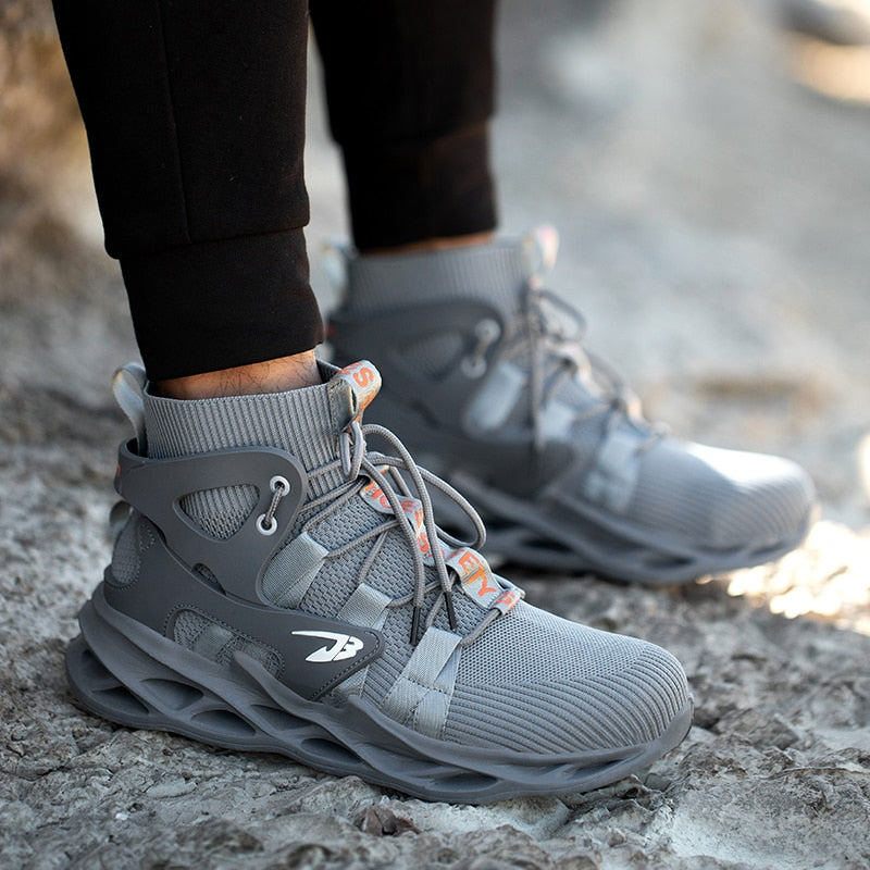 Man Safety Shoes Puncture-Proof Work Sneakers Lightweight Work Shoes Men