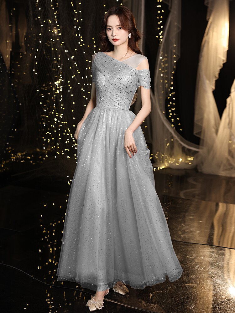 Evening wear Dresses: Off Shoulder A Line Prom Dress  Fashion Sequins