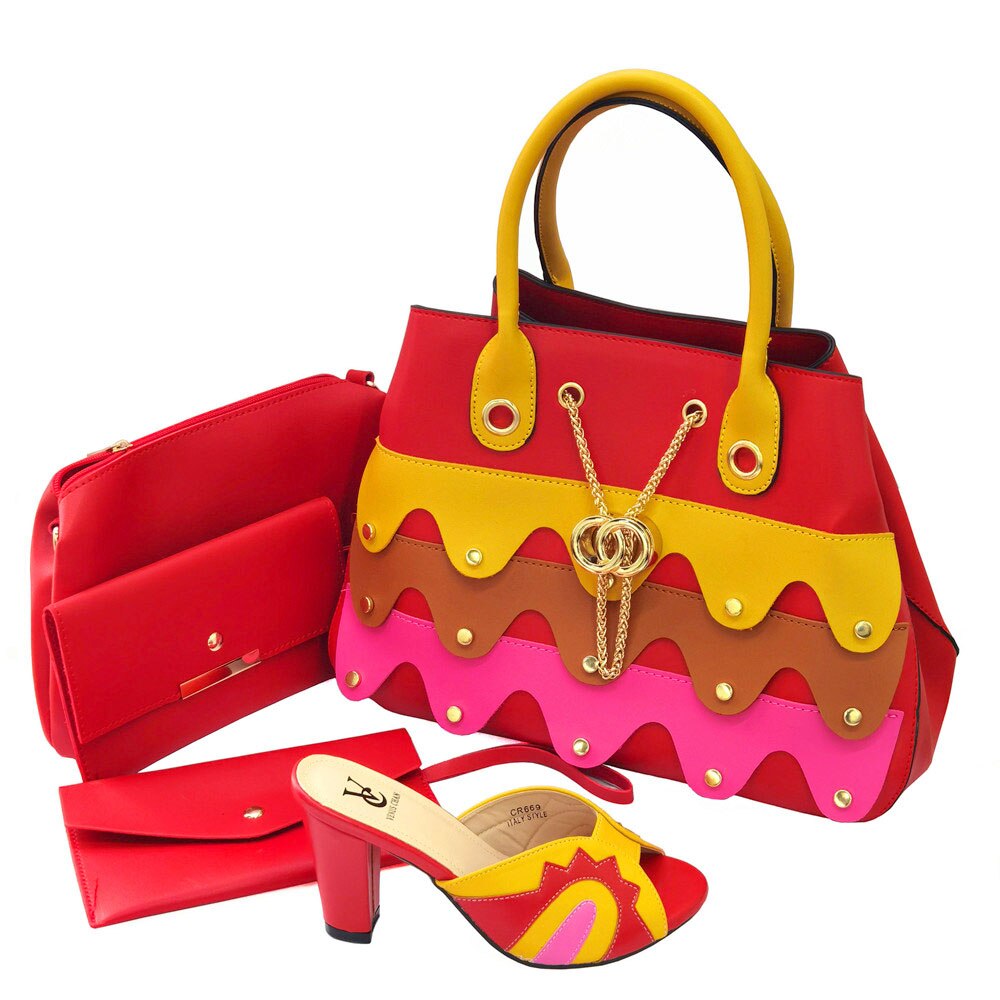 Italian Lady Shoes with Matching Bag for African Women Shoes and Bag Set