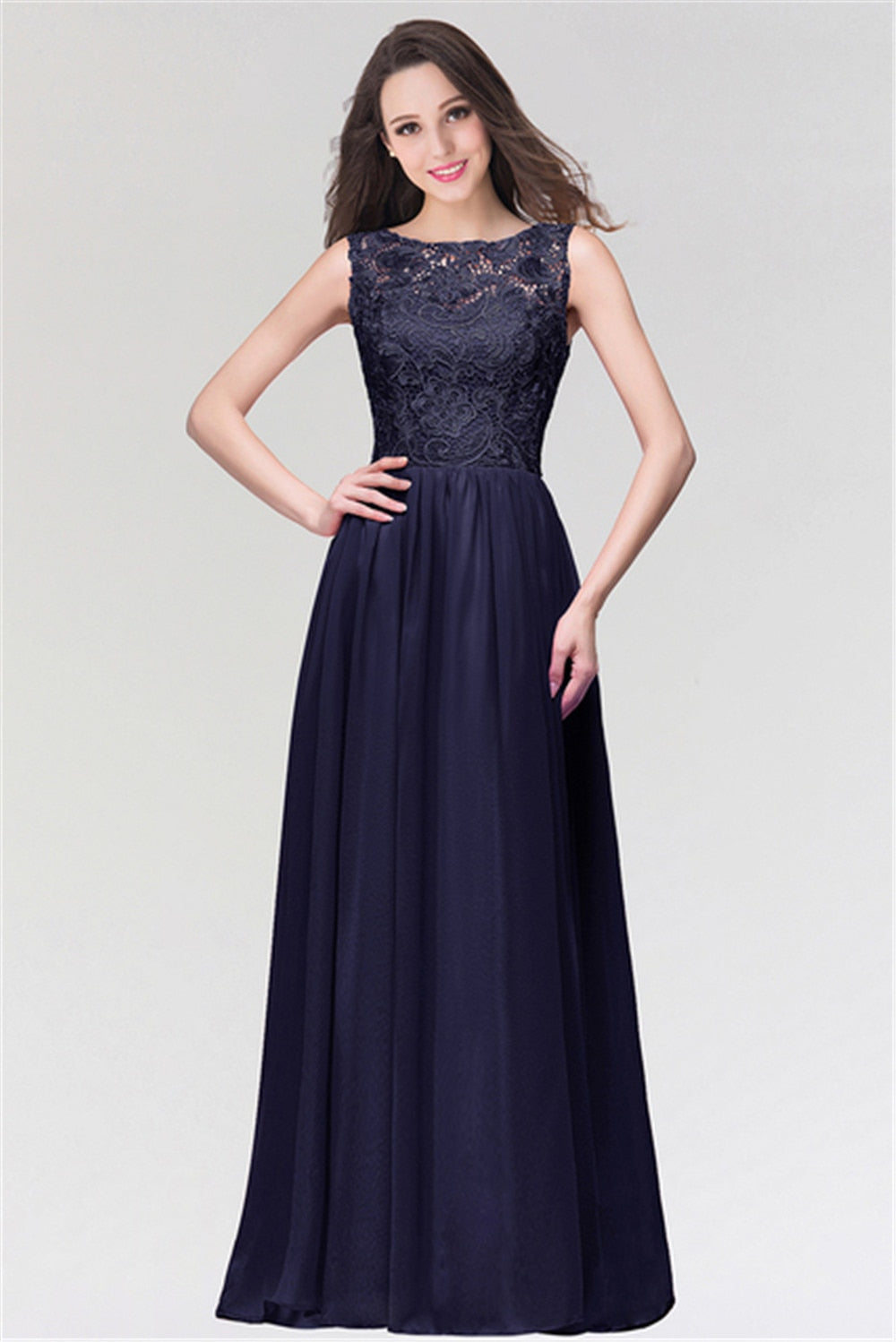 Homecoming Dresses: Chiffon Lace Long Prom Dresses for Women Appliques