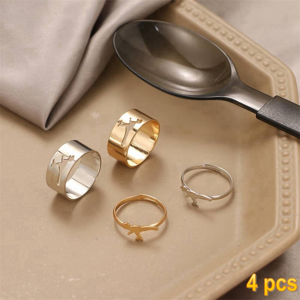 Trendy Gold Butterfly Rings For Women Men Lover Couple Rings Set
