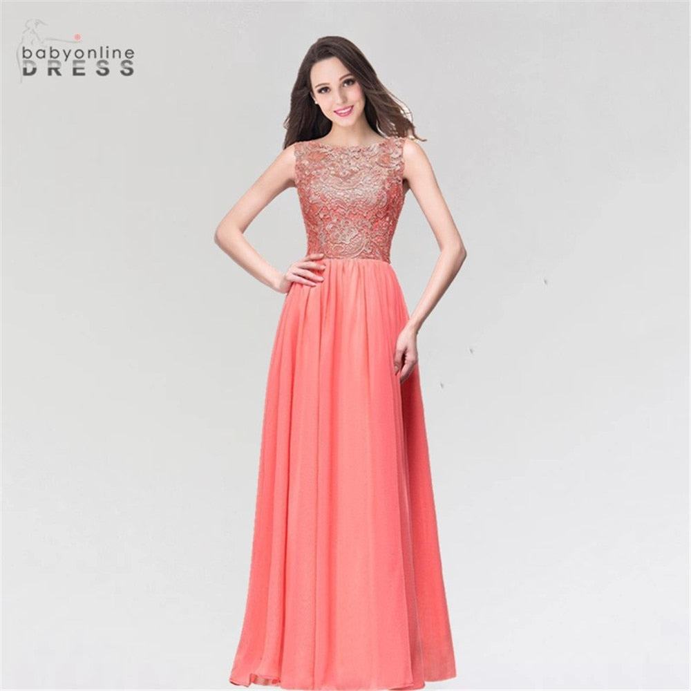 Homecoming Dresses: Chiffon Lace Long Prom Dresses for Women Appliques