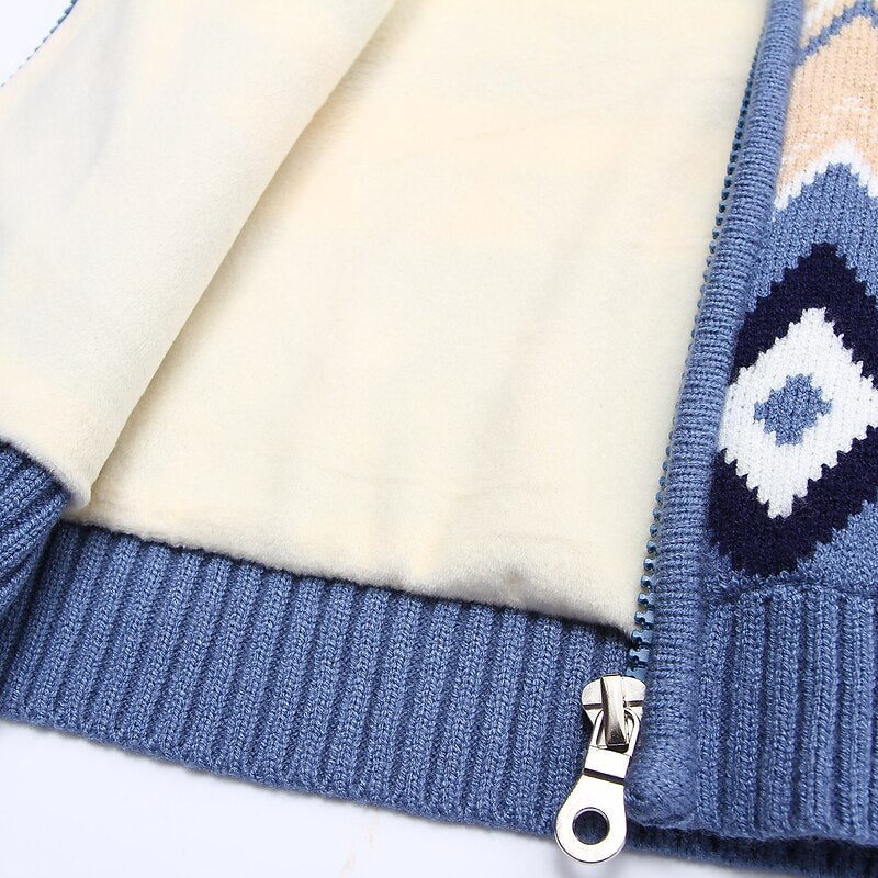 Winter Warm 2-12 Years Children Outwear Coats Geometric Thickening Plus