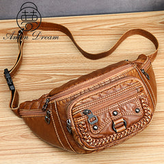 Fashion Rivets Women Belt Waist Bag Designer Fanny Pack Soft PU Leather