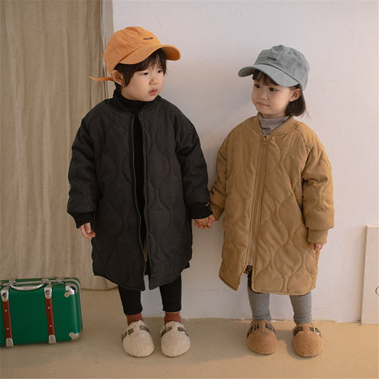 winter children fashion casual mid-length quilted coats boys and girls