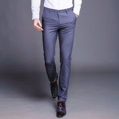 Cotton Men Suit Pants Straight Spring Autumn Long Male Classic