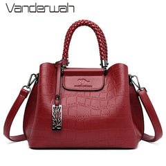 Hand-knitted Luxury Handbags Women Bags Designer Stone Pattern Ladies Handbag