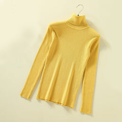 Turtleneck Women Pullover Sweater Spring Jumper Knitted Basic