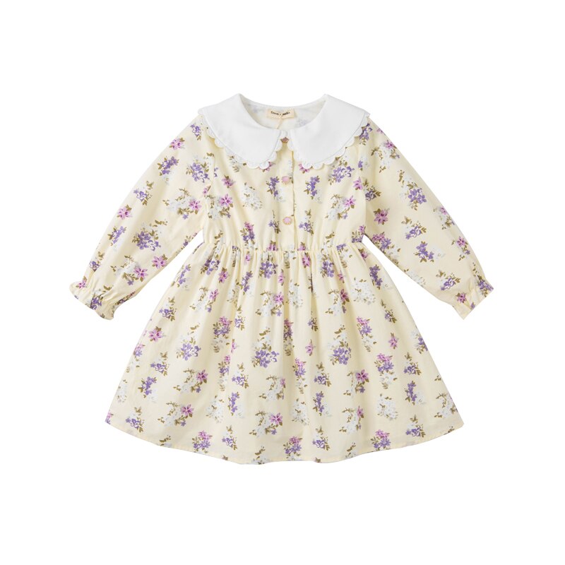dave bella spring girl fashion 5Y-13Y floral print classical  dress children sweet dress