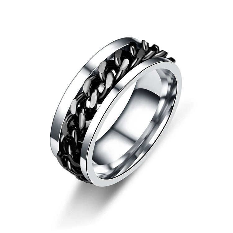 Titanium Steel Rotatable Chain Rings for Women Men Spinner Ring Multifunctional