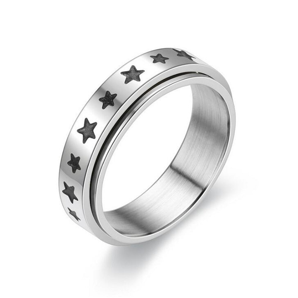 Stainless Steel Spinner Ring for Women Mens Fidget Band Rings Moon Star Celtic