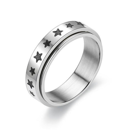Stainless Steel Spinner Ring for Women Mens Fidget Band Rings Moon Star Celtic