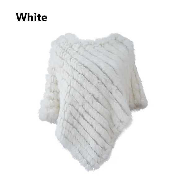 Real Fur Knitted Natural Fur Poncho Vest Fashion Wrap Coat Shawl