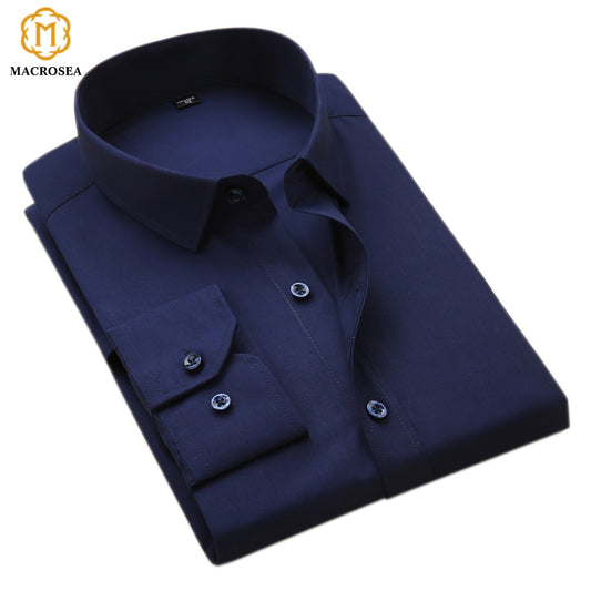 Men Business Formal Shirts Men Work Shirts Plain Long Sleeve Solid