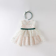 dave bella summer baby girl fashion bow dots print dress with a headwear