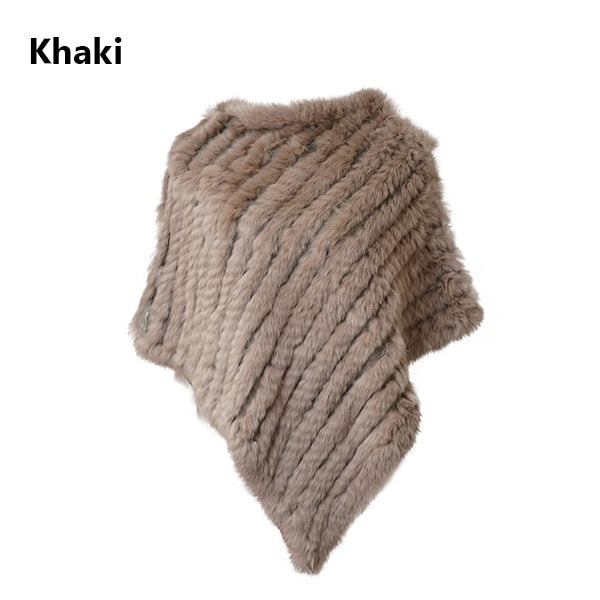 Real Fur Knitted Natural Fur Poncho Vest Fashion Wrap Coat Shawl