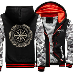 Winter Thick Mens Hoodies Viking Printing Male Jacket Hip Hop Brand