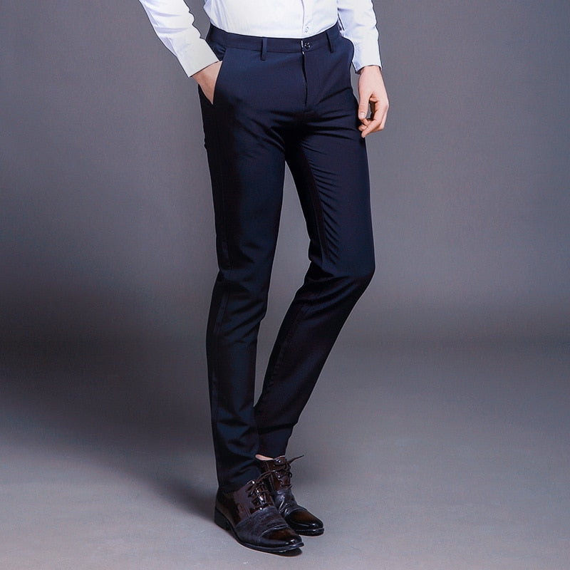 New Fashion High Quality Cotton Men Suit Pants Straight Spring Autumn Long Male Classic Business Casual Trousers Full Length