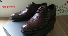 Shoes men Embossed Leather Black Men Goodyear Oxfords Shoes