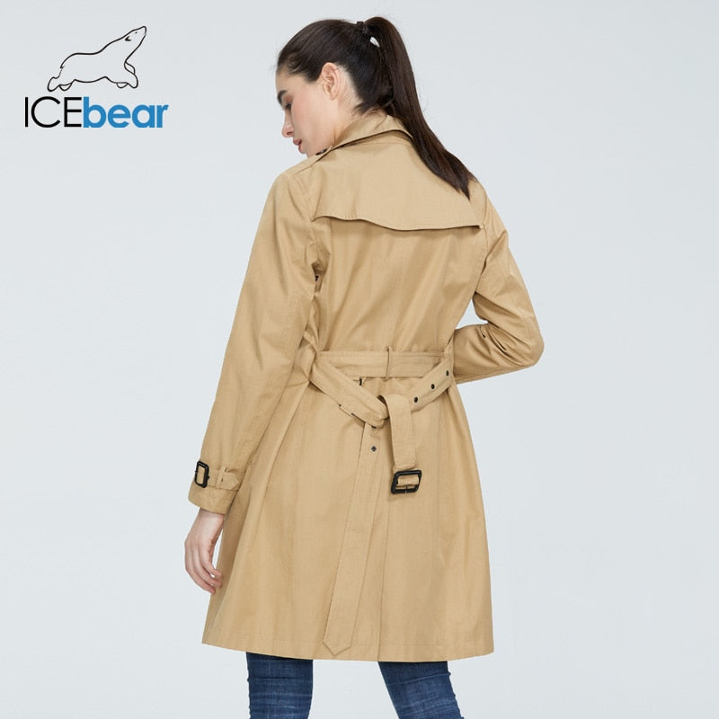 Women Autumn lapel windbreaker fashion double breasted