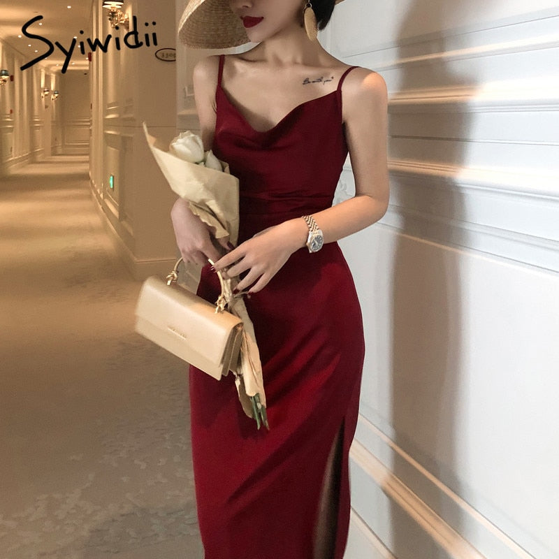 Women Elegant Party Dress for Evening Red