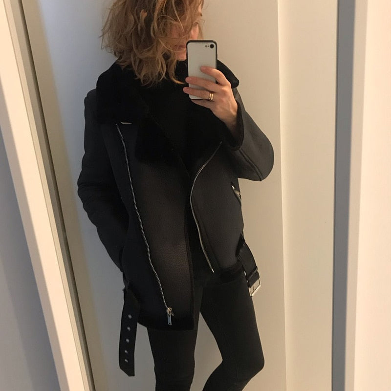 Winter Coats Women Thick Faux Leather Fur Coat