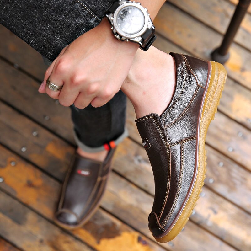 Men leather shoes spring men business casual genuine leather shoes