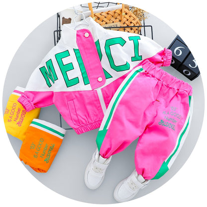 Kid Tracksuit Boy Girl Clothing Set Casual Long Sleeve Letter Zipper