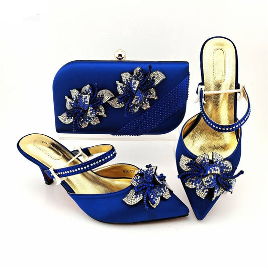 Royal Blue African Shoes And Bag Set To Match Women Italian Design Pumps