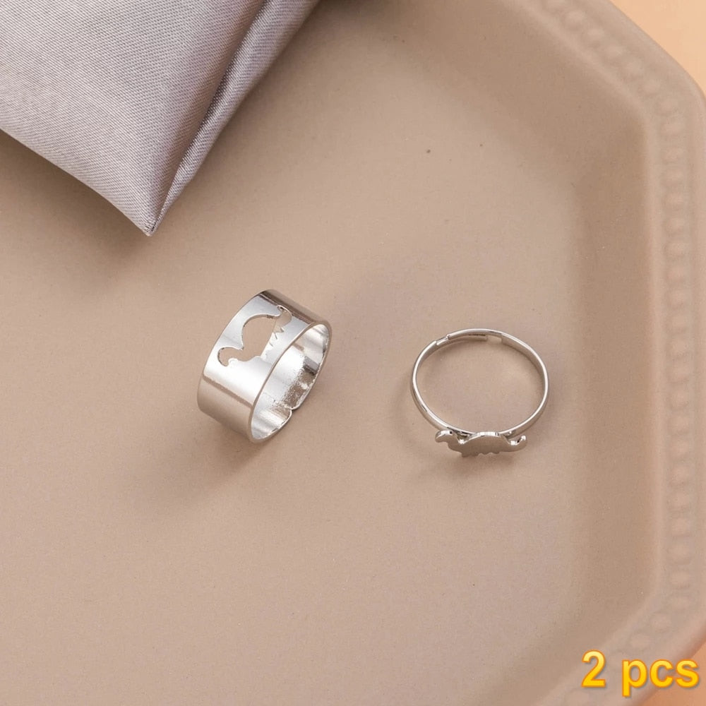 Trendy Gold Butterfly Rings For Women Men Lover Couple Rings Set