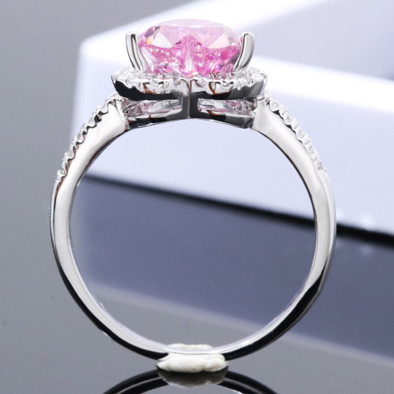 Super Flash 2CT Pink Heart-Shaped Moissanite Ring GRA Certificate Wedding Party