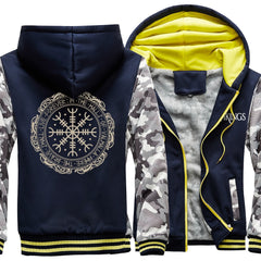 Winter Thick Mens Hoodies Viking Printing Male Jacket Hip Hop Brand