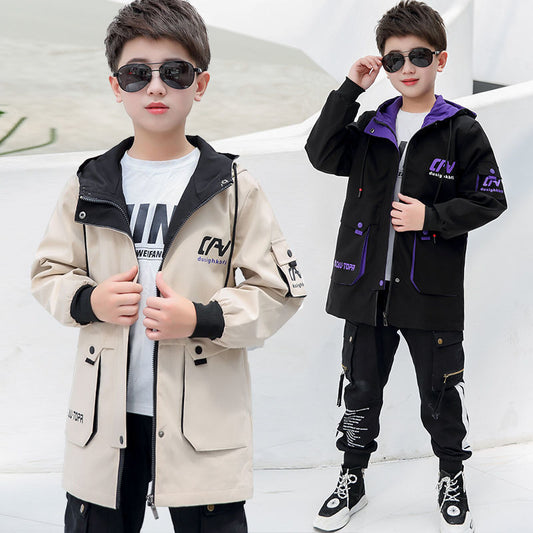 Spring  Autumn Jackets For Boy Fashion Polyester Double Layer Coat