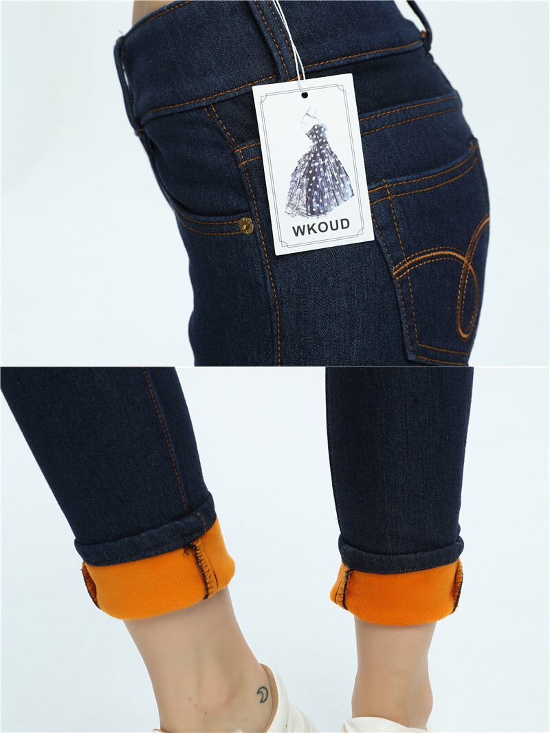 Winter Jeans Women Fleeces Inside Thickening Denim Pants