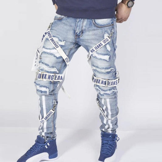 Men jeans summer loose trousers trendy street men collocation design