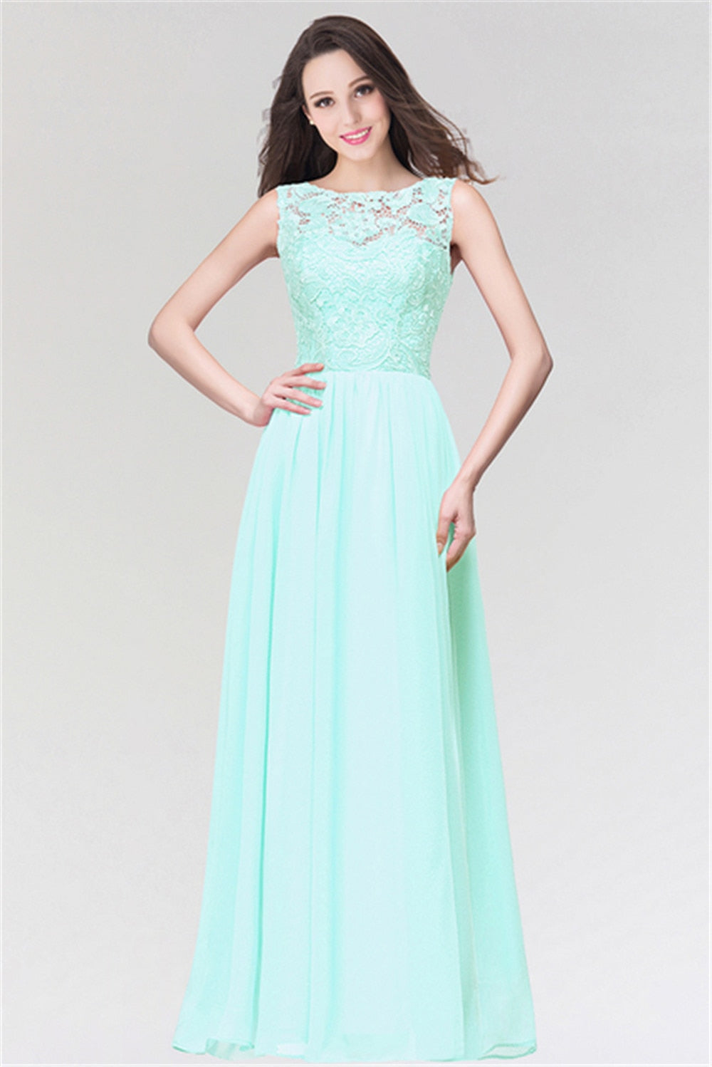 Homecoming Dresses: Chiffon Lace Long Prom Dresses for Women Appliques