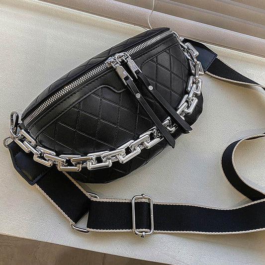 Thick Chain Waist Bag Women Luxury Leather Fanny Pack Female Fashion