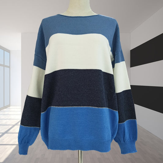 Loose Autumn Winter Striped Sweater Women Pullover Plus Size Womens