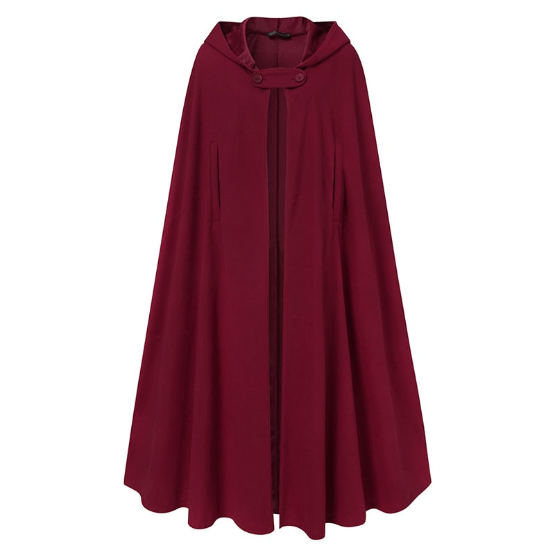 Women Autumn Winter Hoodies Long Cape Cloak Casual Hooded Coat