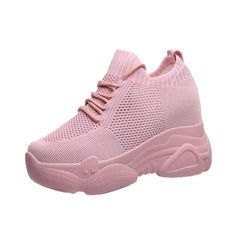 Hidden Heels Platform Sneakers Women Breathable Air Mesh Wedge