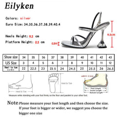 Silver Back Strap Sandals Transparent Perspex Heel Spike High Heels