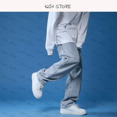 Straight Jeans men White Loose Denim Trousers neutral Streetwear