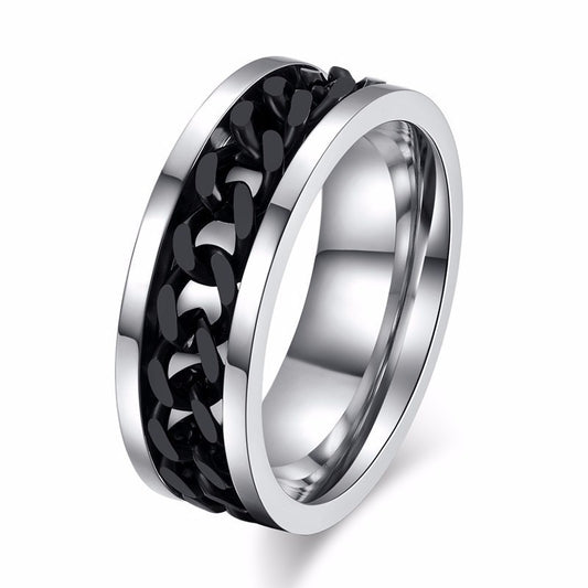Spinner Ring For Men Stainless Steel Cuba Chain Wedding Men Anti Stress Jewelry
